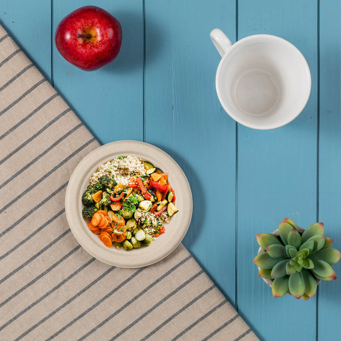 6 inch Natural Compostable & Disposable Sugarcane Plates, 600 Pack