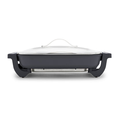 Graphite ceramic nonstick skillet with glass lid, 7-quart size, shown front-facing on a white background.