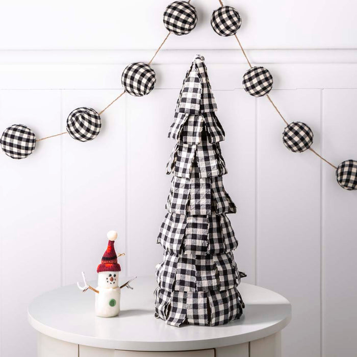 72"L Black & White Plaid Fabric Garland