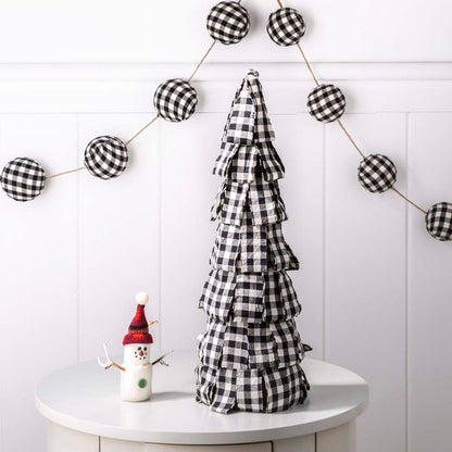 72"L Black & White Plaid Fabric Garland
