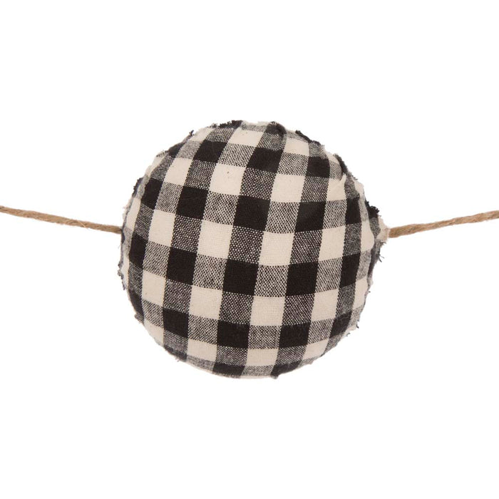 72"L Black & White Plaid Fabric Garland