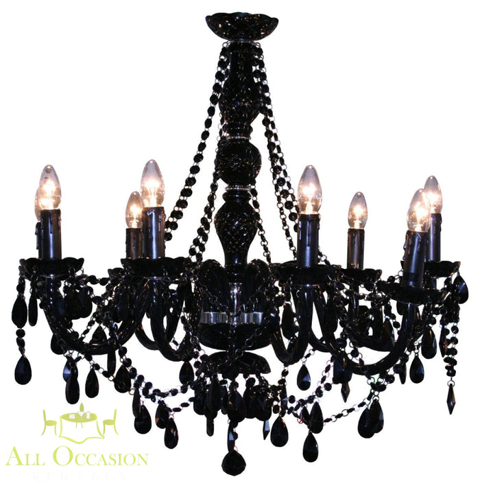 8 Crystal black chandelier lights.