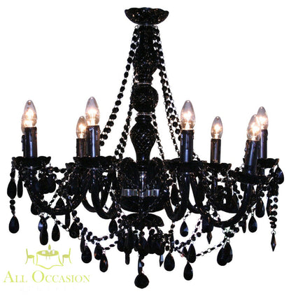 8 Crystal black chandelier lights.