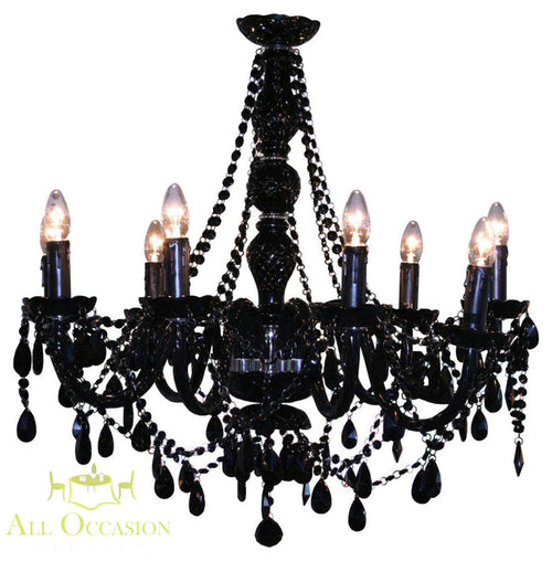 8 Crystal black chandelier lights.