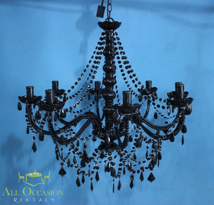 8 Crystal black chandelier lights.