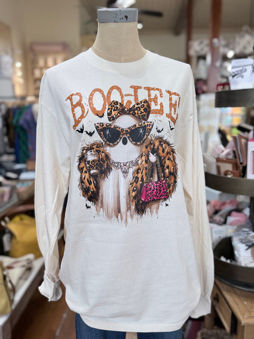 Boo-Jee Ghost Blingy Rhinestone Graphic L/S Tee