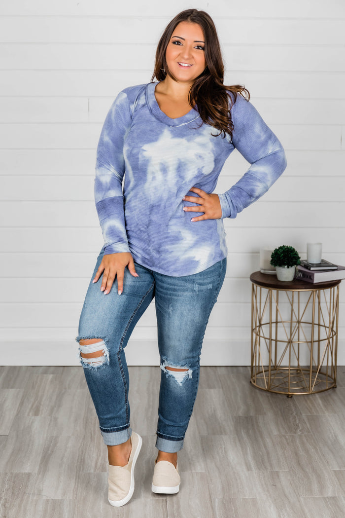 A New Point Of View Tie Dye Blouse Navy FINAL SALE