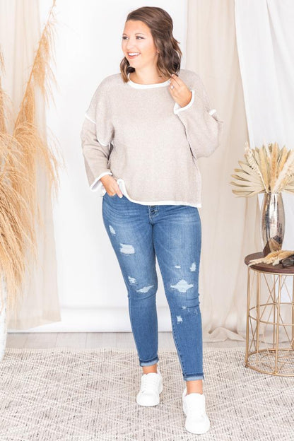 All To Yourself Taupe Crewneck Sweater