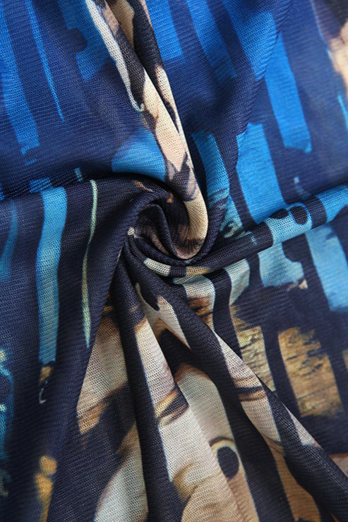 Animal Print Buckle Cutout Slit Maxi Dress
