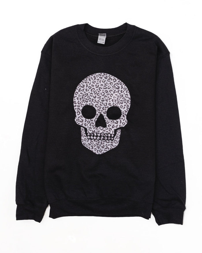 Animal Print Skull Black Graphic Sweatshirt