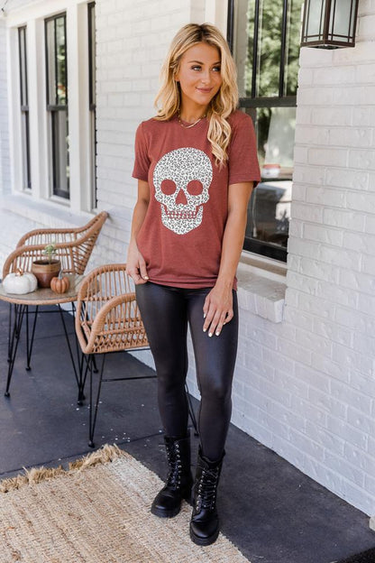 Animal Print Skull Rust Graphic Tee