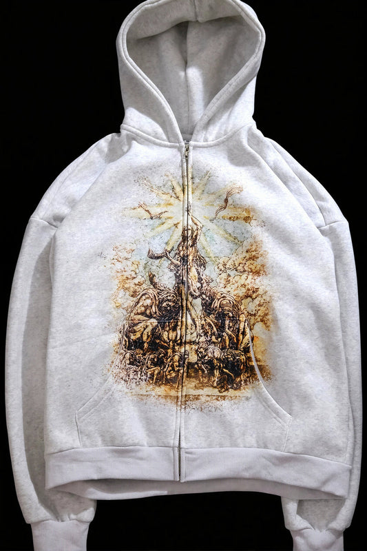 Anime Graphic Zip Street Hoodie