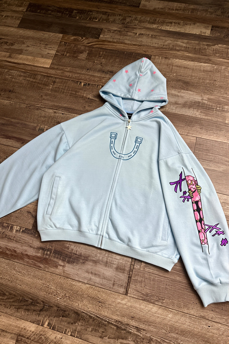 Anime JOJO Embroidered Zip Hoodie