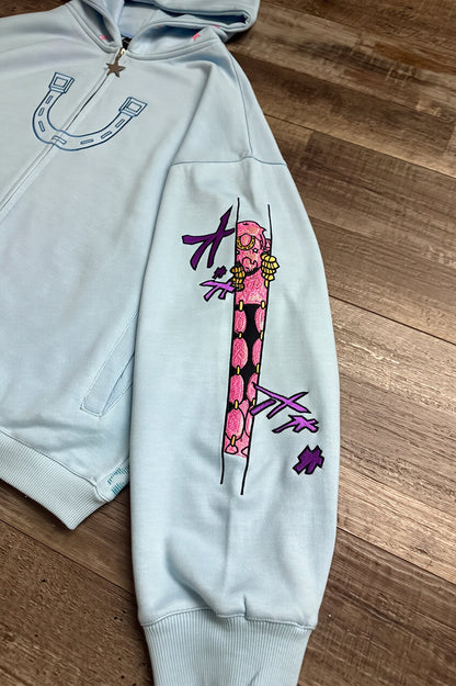 Anime JOJO Embroidered Zip Hoodie