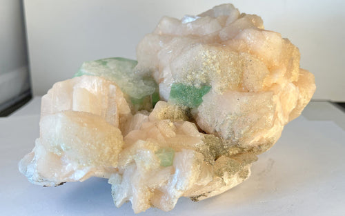 Apophyllite on stilbite on Matrix - Of Coins & Crystals