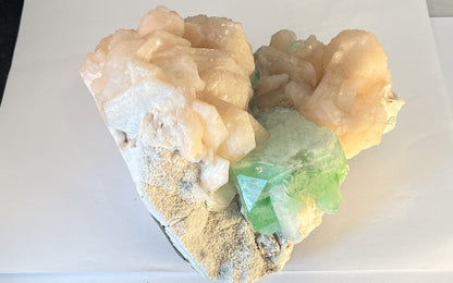 Apophyllite on stilbite on Matrix - Of Coins & Crystals
