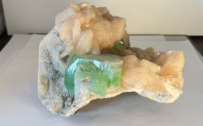 Apophyllite on stilbite on Matrix - Of Coins & Crystals
