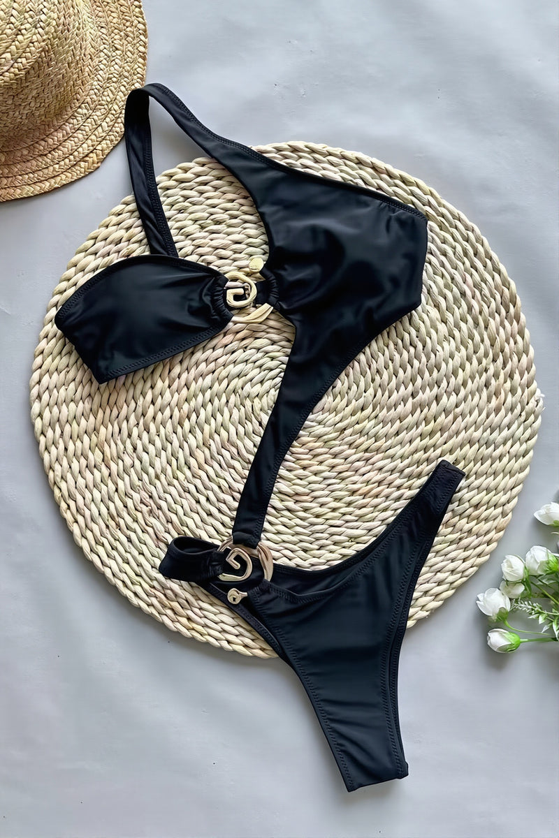 Asym Strap Hollow One Piece Swimwear