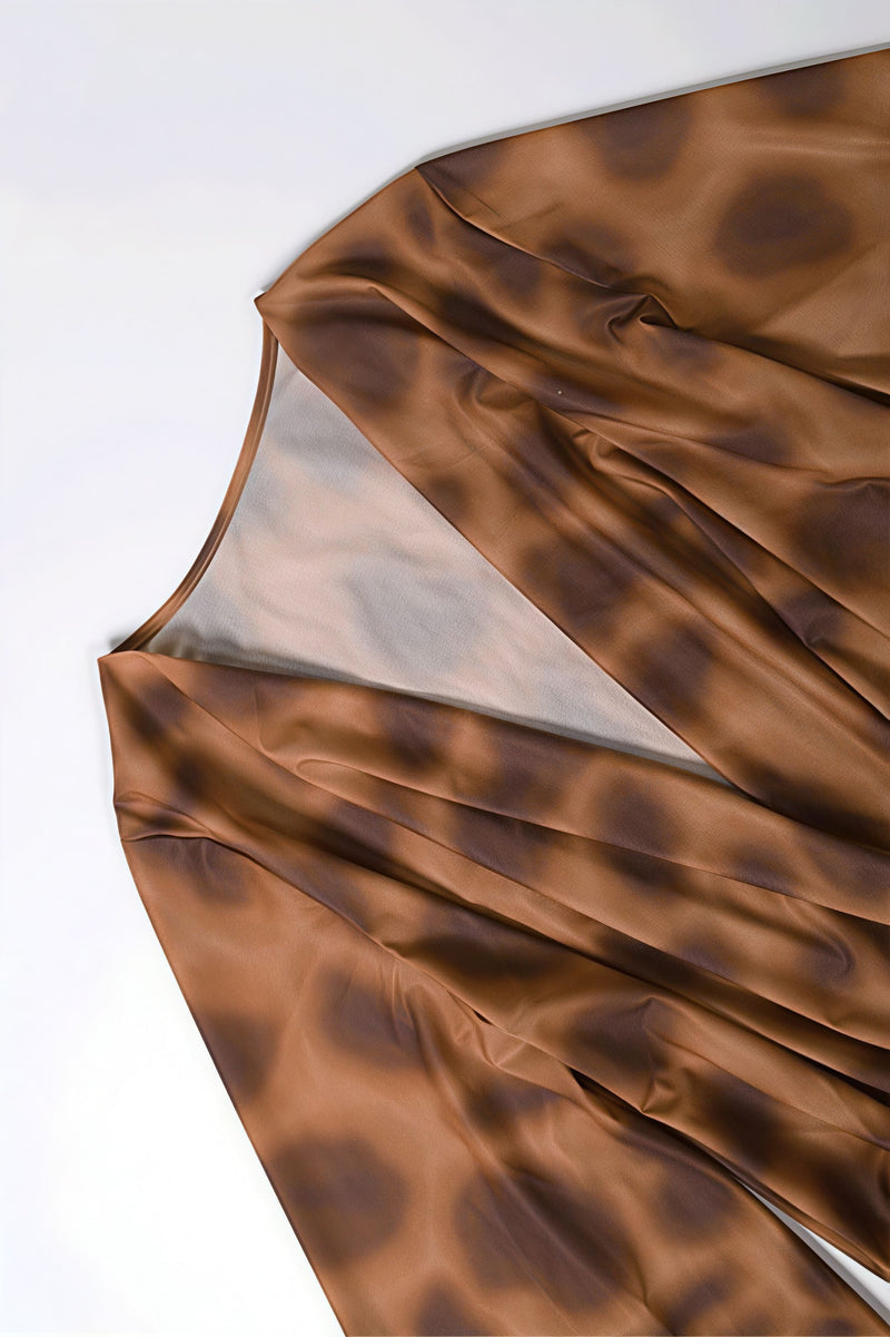 Asymmetrical Cowl Neck Leopard Print Mini Dress