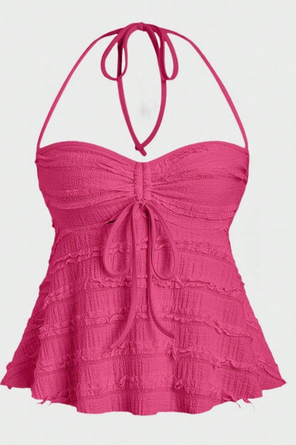 Asymmetrical Tie Halter Bikini Set