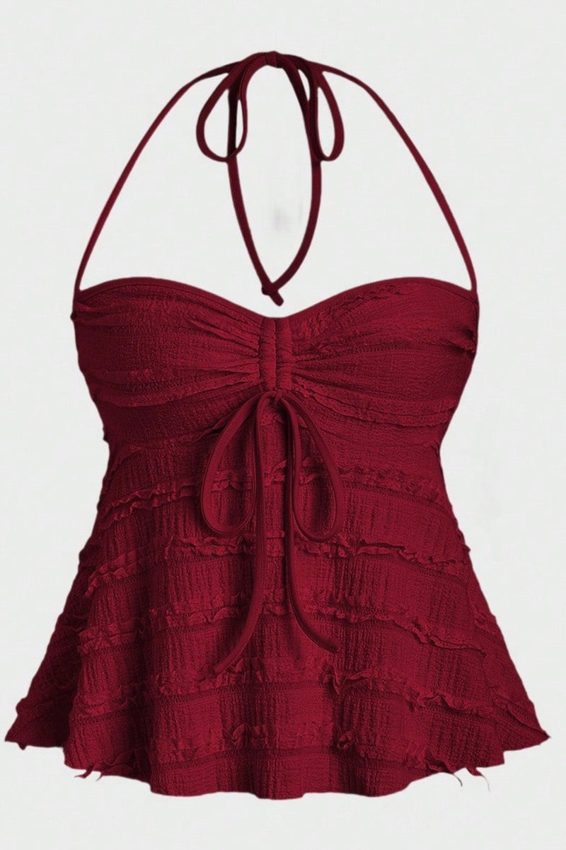 Asymmetrical Tie Halter Bikini Set