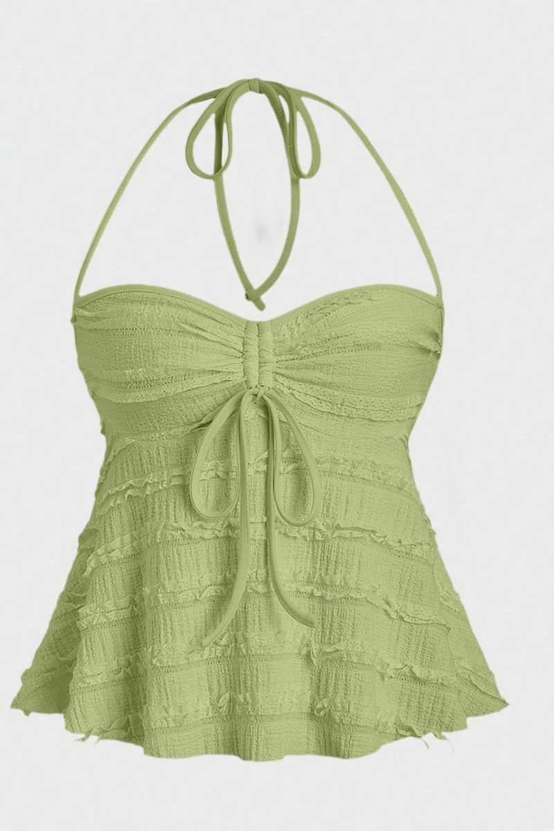 Asymmetrical Tie Halter Bikini Set