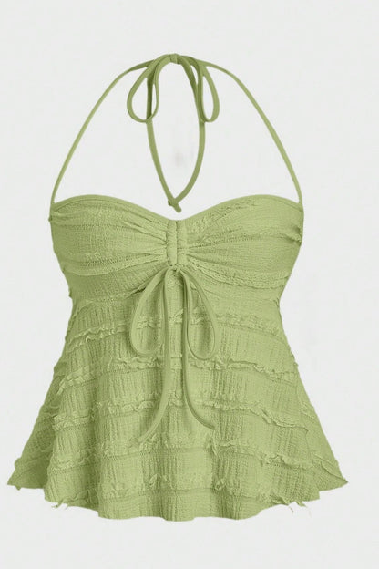 Asymmetrical Tie Halter Bikini Set