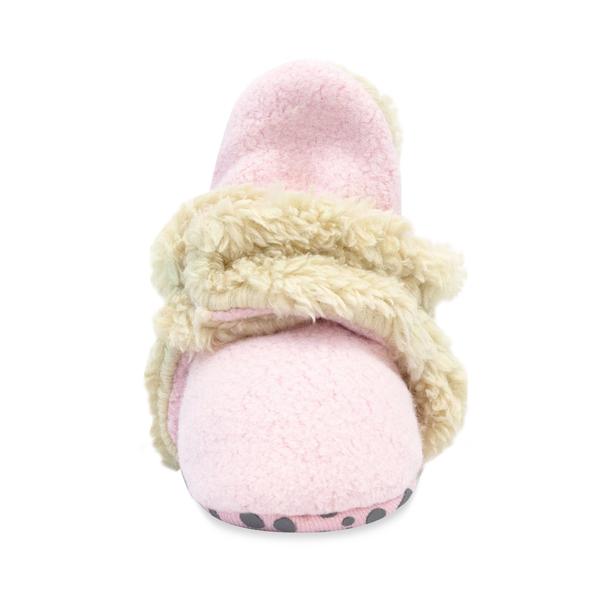 Baby Pink Cozie Fleece Furry Lined Gripper Bootie - Ali's Wagon