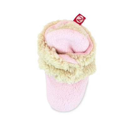 Baby Pink Cozie Fleece Furry Lined Gripper Bootie - Ali's Wagon