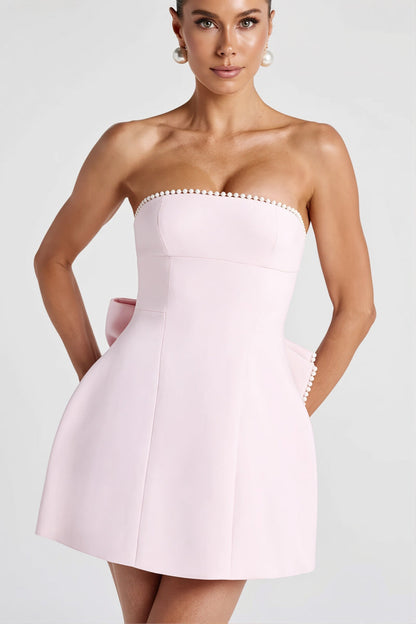 Back Bow A Line Tube Summer Mini Dress