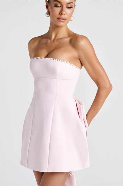 Back Bow A Line Tube Summer Mini Dress