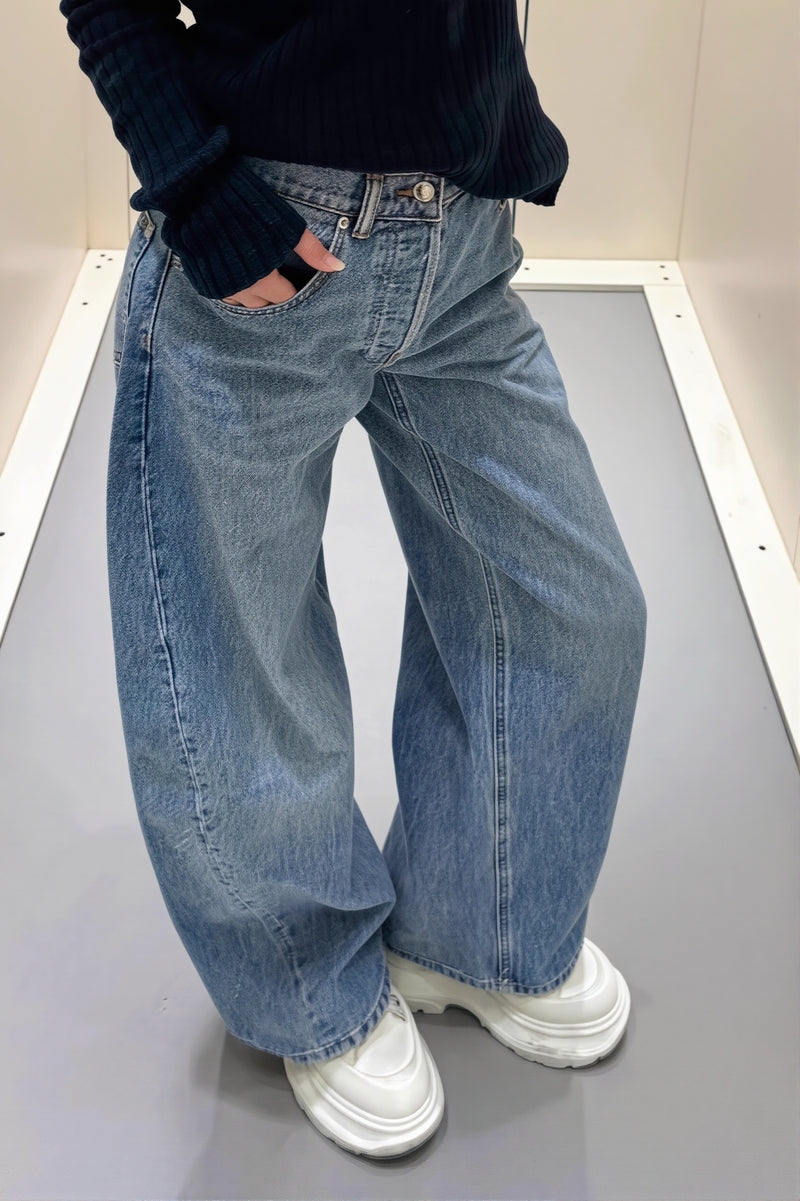 Back Rhinestone Letter Straight Jeans