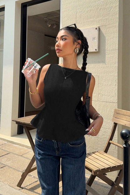 Backless Bow Tie Ruffle Hem Blouse