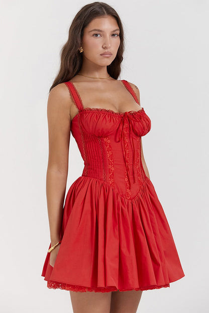 Ballet Tie Corset Cami Strap Mini Dress