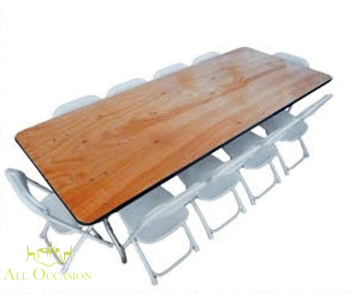Banquet Tables 6' kids with plywood top and metal legs, accommodating up to 10 children for events.