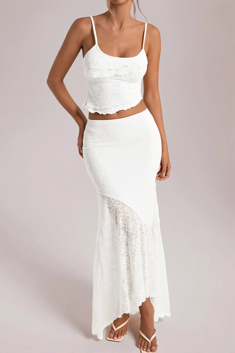 Baroque Lace Mermaid A Line Maxi Two Piece Set
