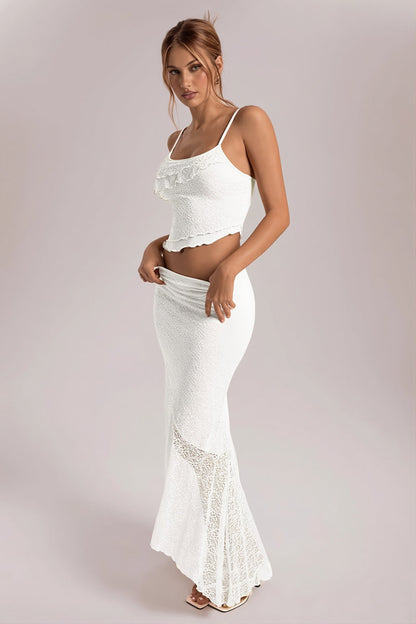 Baroque Lace Mermaid A Line Maxi Two Piece Set
