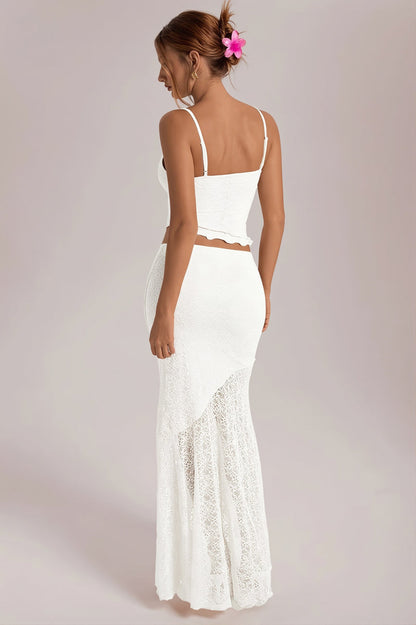 Baroque Lace Mermaid A Line Maxi Two Piece Set