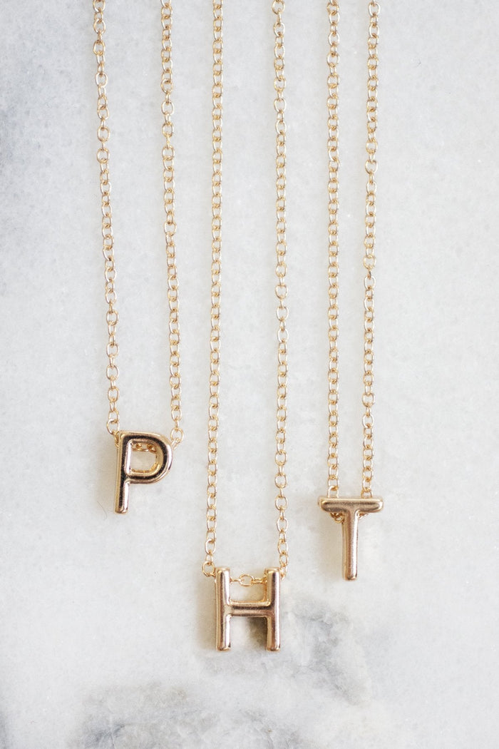 Beautiful Words Gold Initial Necklace