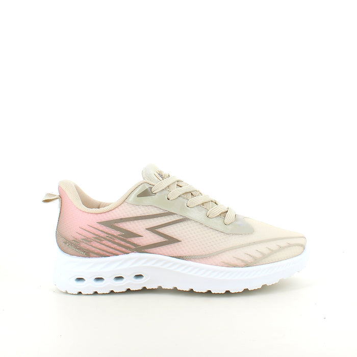 Beige lätta sneakers i mesh med stötdämpande sula