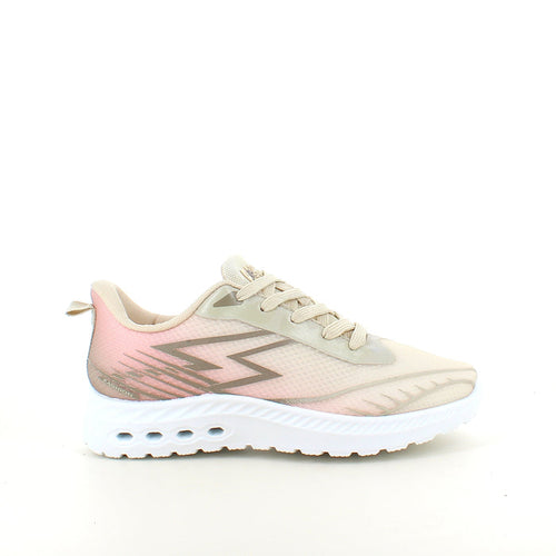 Beige lätta sneakers i mesh med stötdämpande sula
