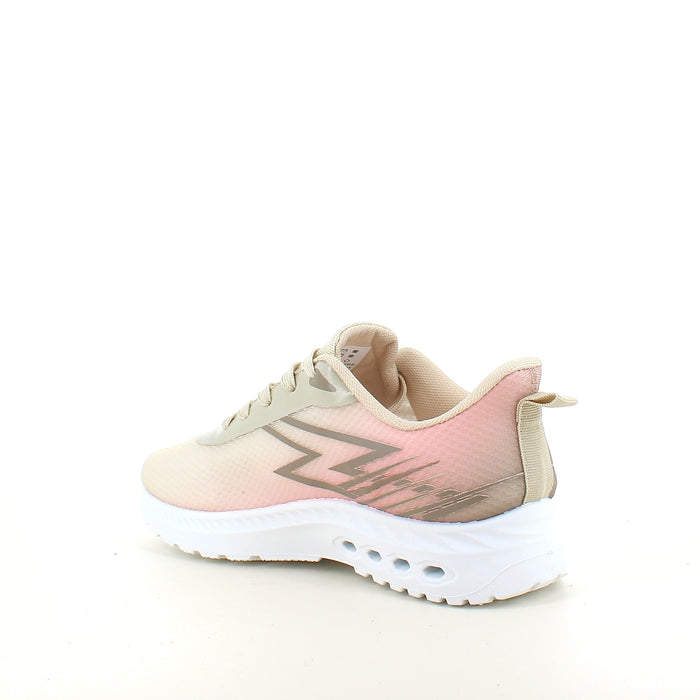Beige lätta sneakers i mesh med stötdämpande sula