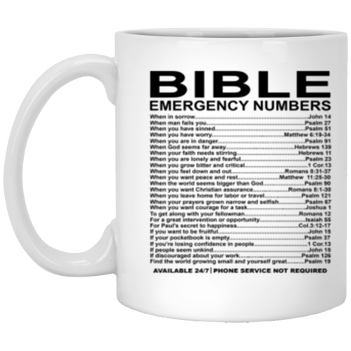 Bible Emergency Numbers Mug 11oz White One Size