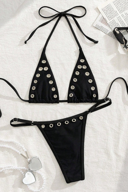 Black Eyelet Elegant Bikini Set