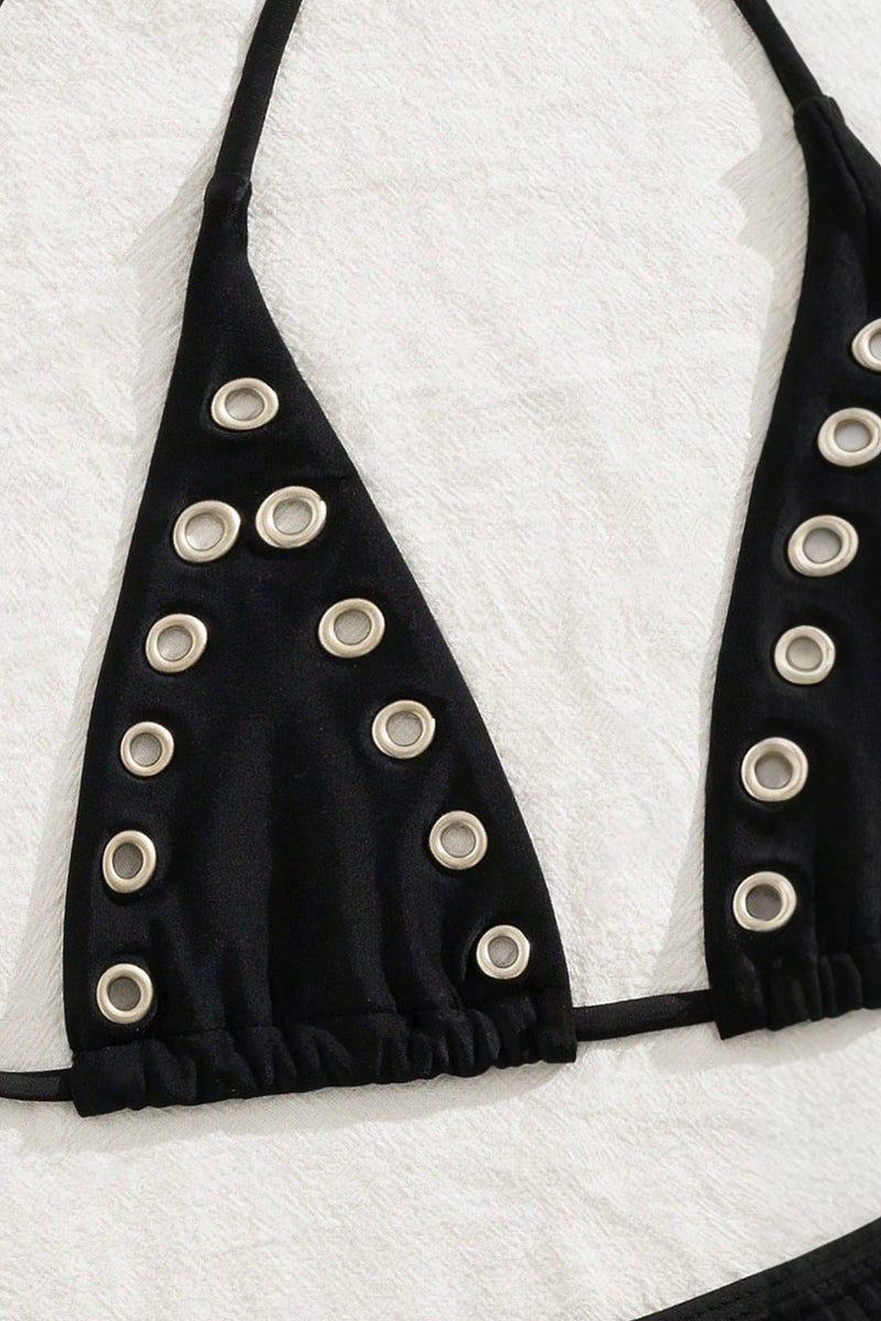 Black Eyelet Elegant Bikini Set