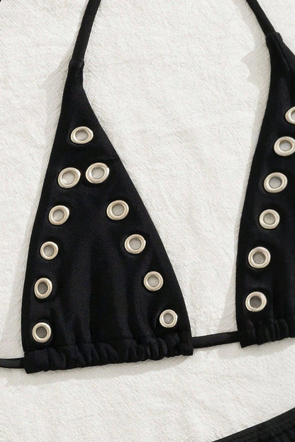Black Eyelet Elegant Bikini Set
