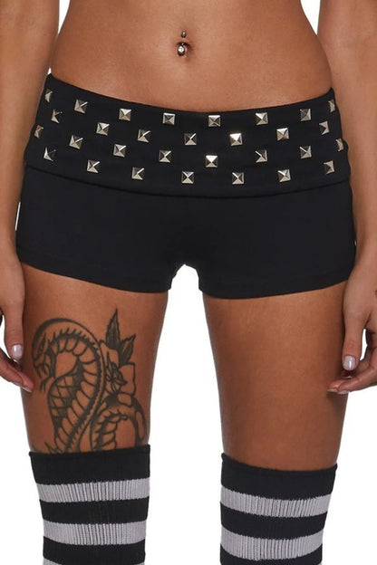 Black Rivet Sexy Skinny Hot Shorts