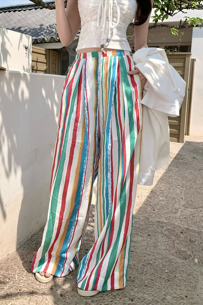 Boho Colorful Stripe High Waist Pants