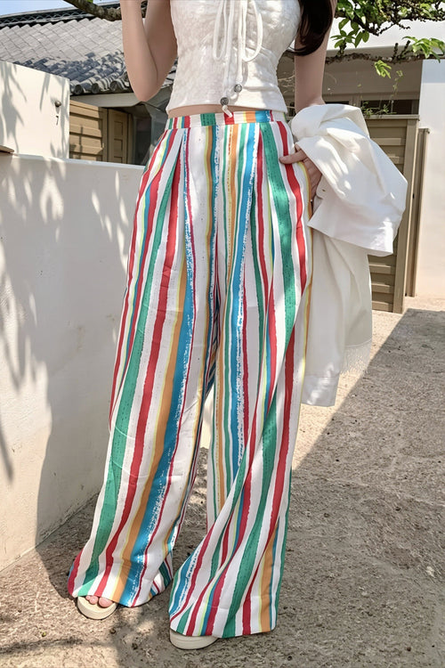 Boho Colorful Stripe High Waist Pants