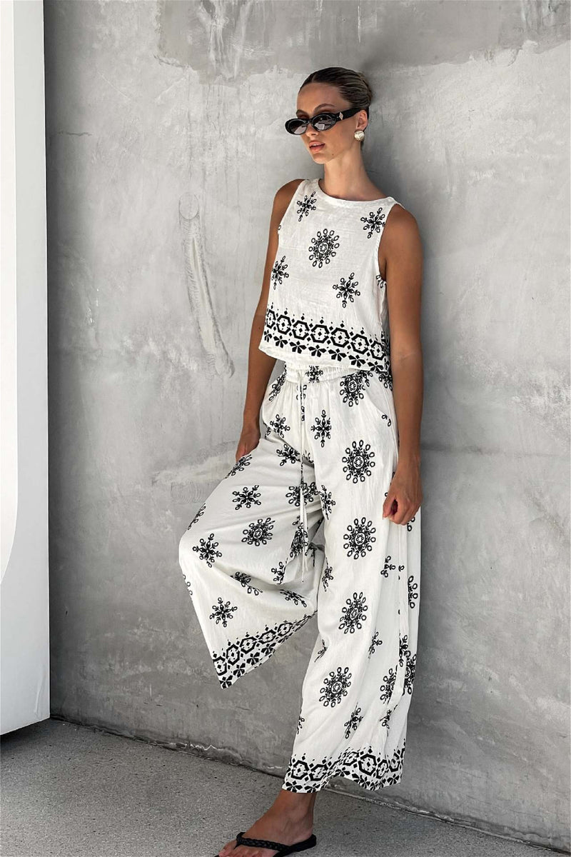 Boho Linen Tank Casual Two Piece Set